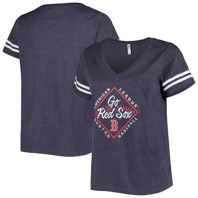 Women's Soft as a Grape Navy Boston Red Sox Plus Size V-Neck Jersey T-Shirt