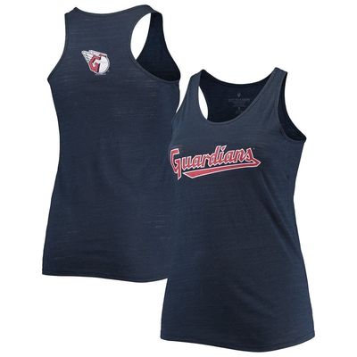 Women's Soft as a Grape Navy Cleveland Guardians Plus Size Swing for the Fences Tri-Blend Racerback Tank Top