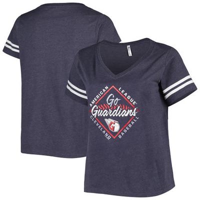 Women's Soft as a Grape Navy Cleveland Guardians Plus Size V-Neck Jersey T-Shirt