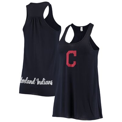 Women's Soft as a Grape Navy Cleveland Indians Front & Back Tank Top