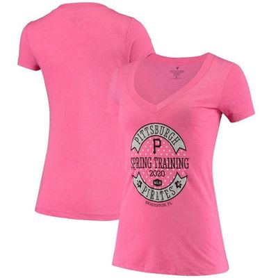 Women's Soft as a Grape Pink Pittsburgh Pirates 2020 Spring Training Circle Ribbon Tri-Blend V-Neck T-Shirt