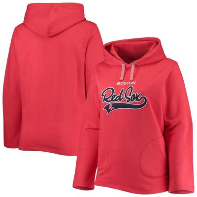 Women's Soft as a Grape Red Boston Red Sox Plus Size Side Split Pullover Hoodie