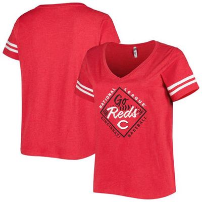 Women's Soft as a Grape Red Cincinnati Reds Plus Size V-Neck Jersey T-Shirt