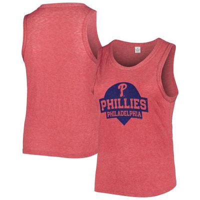 Women's Soft as a Grape Red Philadelphia Phillies Plus Size High Neck Tri-Blend Tank Top