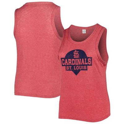 Women's Soft as a Grape Red St. Louis Cardinals Plus Size High Neck Tri-Blend Tank Top