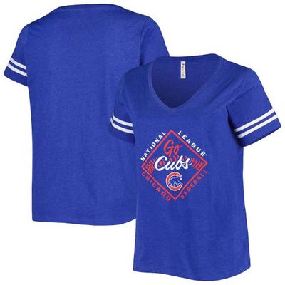 Women's Soft as a Grape Royal Chicago Cubs Plus Size V-Neck Jersey T-Shirt