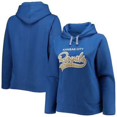 Women's Soft as a Grape Royal Kansas City Royals Plus Size Side Split Pullover Hoodie