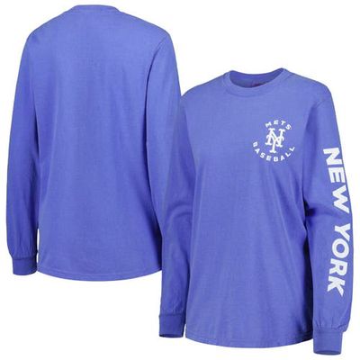 Women's Soft as a Grape Royal New York Mets Team Pigment Dye Long Sleeve T-Shirt