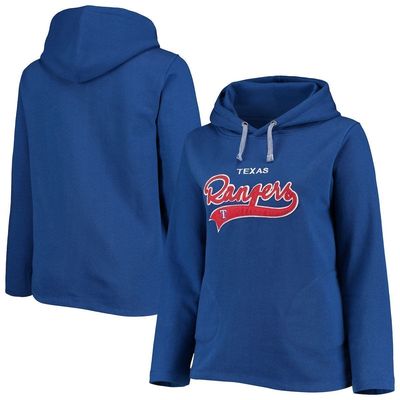 Women's Soft as a Grape Royal Texas Rangers Plus Size Side Split Pullover Hoodie