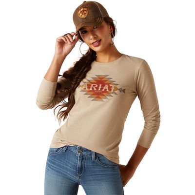 Women's Southwest Logo T-Shirt in Oatmeal Heather, Size: XS by Ariat