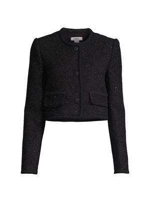 Women's Sparkle Tweed Crop Jacket - Black - Size 4