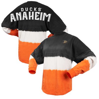 Women's Spirit Jersey Black/Orange Anaheim Ducks Ombre Long Sleeve T-Shirt