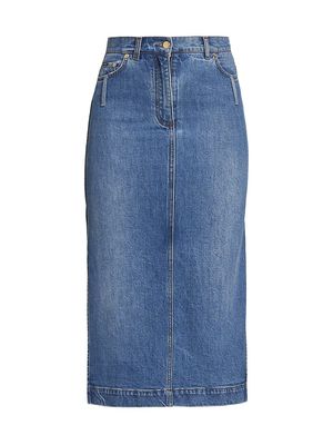 Women's Split Denim Midi-Skirt - Denim - Size 6