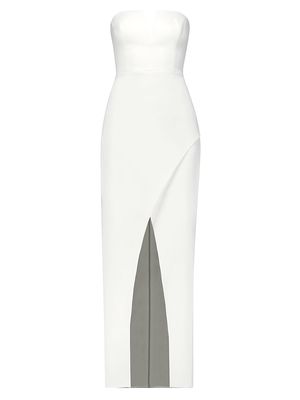 Women's Split Strapless Crepe Gown - Off White - Size 12