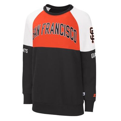 Women's Starter Black/Orange San Francisco Giants Baseline Raglan Pullover Sweatshirt