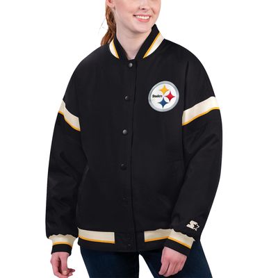 Women's Starter Black Pittsburgh Steelers Tournament Full-Snap Varsity Jacket