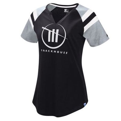 Women's Starter Black/Royal TRACKHOUSE RACING Game On Notch V-Neck T-Shirt