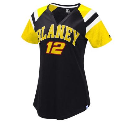 Women's Starter Black/Yellow Ryan Blaney Game On Notch V-Neck T-Shirt