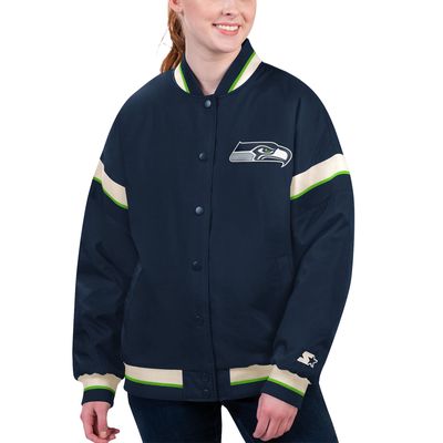 Women's Starter College Navy Seattle Seahawks Tournament Full-Snap Varsity Jacket