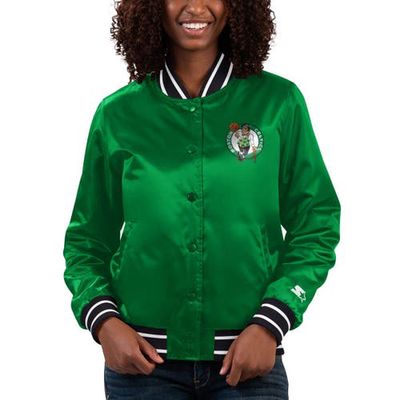 Women's Starter Kelly Green Boston Celtics Full Count Satin Full-Snap Varsity Jacket