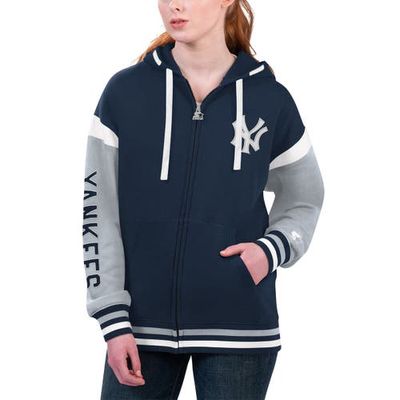 Women's Starter Navy New York Yankees Homestretch Full-Zip Hoodie