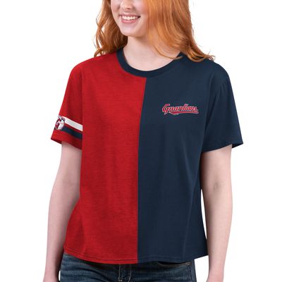 Women's Starter Navy/Red Cleveland Guardians Power Move T-Shirt