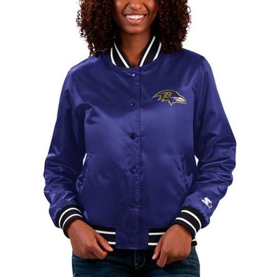 Women's Starter Purple Baltimore Ravens Full Count Satin Full-Snap Varsity Jacket