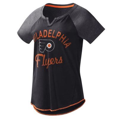 Women's Starter Raglan Philadelphia Flyers Grand Slam Black Notch Neck T-Shirt
