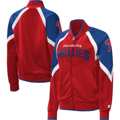 Women's Starter Red Philadelphia Phillies Touchdown Raglan Full-Zip Track Jacket