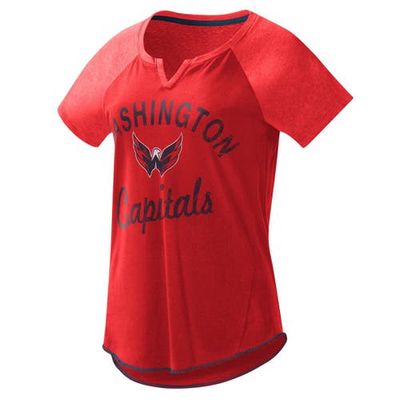 Women's Starter Red Washington Capitals Grand Slam Raglan Notch Neck T-Shirt