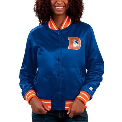 Women's Starter Royal Denver Broncos Full Count Satin Full-Snap Varsity Jacket