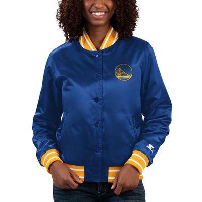 Women's Starter Royal Golden State Warriors Full Count Satin Full-Snap Varsity Jacket