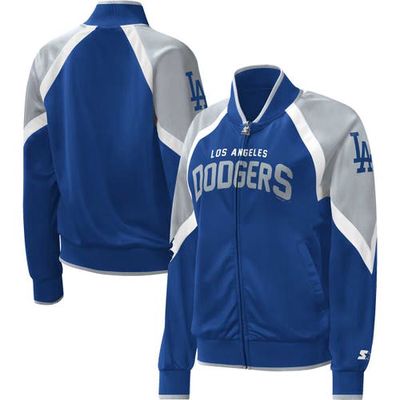 Women's Starter Royal Los Angeles Dodgers Touchdown Raglan Full-Zip Track Jacket