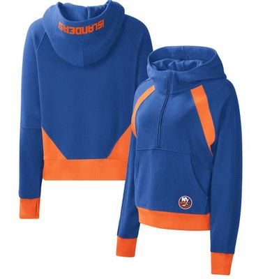 Women's Starter Royal New York Islanders Wishbone Half-Zip Hoodie