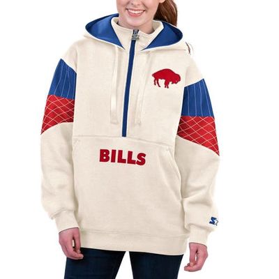 Women's Starter White Buffalo Bills Throwback Teammate Half-Zip Hoodie