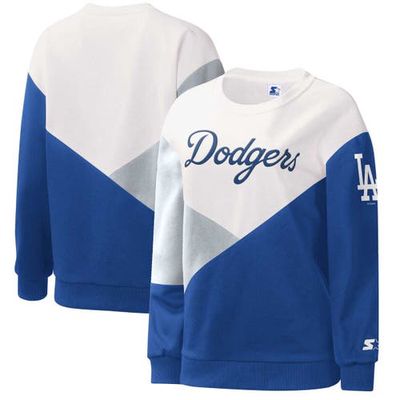Women's Starter White/Royal Los Angeles Dodgers Shutout Pullover Sweatshirt