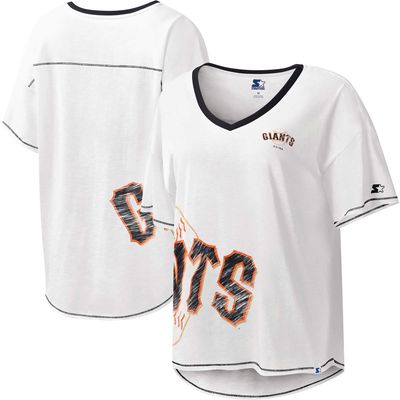 Women's Starter White San Francisco Giants Perfect Game V-Neck T-Shirt