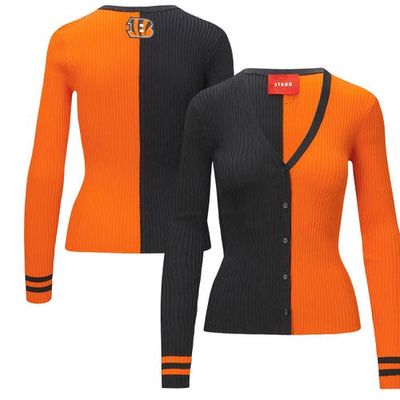 Women's STAUD Black/Orange Cincinnati Bengals Cargo Sweater