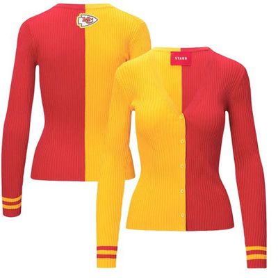 Women's STAUD Gold/Red Kansas City Chiefs Cargo Sweater