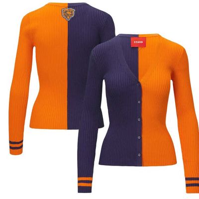 Women's STAUD Navy/Orange Chicago Bears Cargo Sweater