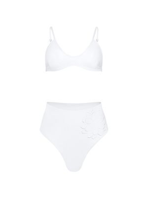 Women's Stella With Floral Applique Swimsuit - White - Size Small - White - Size Small