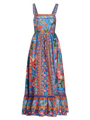 Women's Stitched Garden Tiered Maxi Dress - Stiched Garden Blue - Size Medium