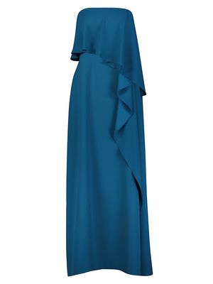 Women's Strapless Cascading Ruffle Gown - Blue - Size 2