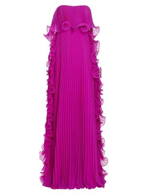 Women's Strapless Pleated Ruffle Gown - Orchid - Size 12