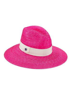 Women's Straw Fedora - Hot Pink - Size Medium - Hot Pink - Size Medium