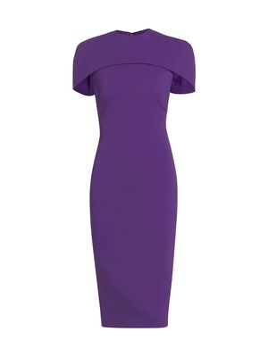 Women's Stretch Crepe Cape Sheath Dress - Purple - Size 2