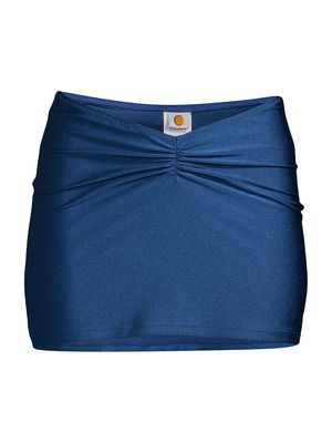 Women's Stretch Gathered Mini Skirt - Midnight - Size Medium - Midnight - Size Medium