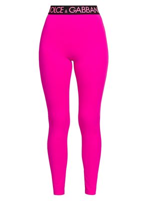 Women's Stretch Logo Leggings - Fuchsia - Size 8