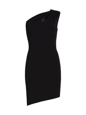 Women's Stretch Matte Jersey One-Shoulder Minidress - Black - Size 2