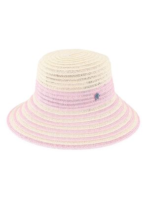 Women's Striped Brim Hemp Bucket Hat - Natural Pink - Size Medium - Natural Pink - Size Medium